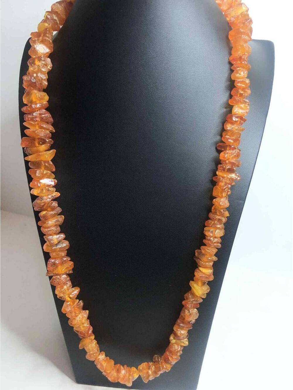 8033 Vintage Estate Beautiful chunky Raw natural golden Amber 30" Necklace 84g